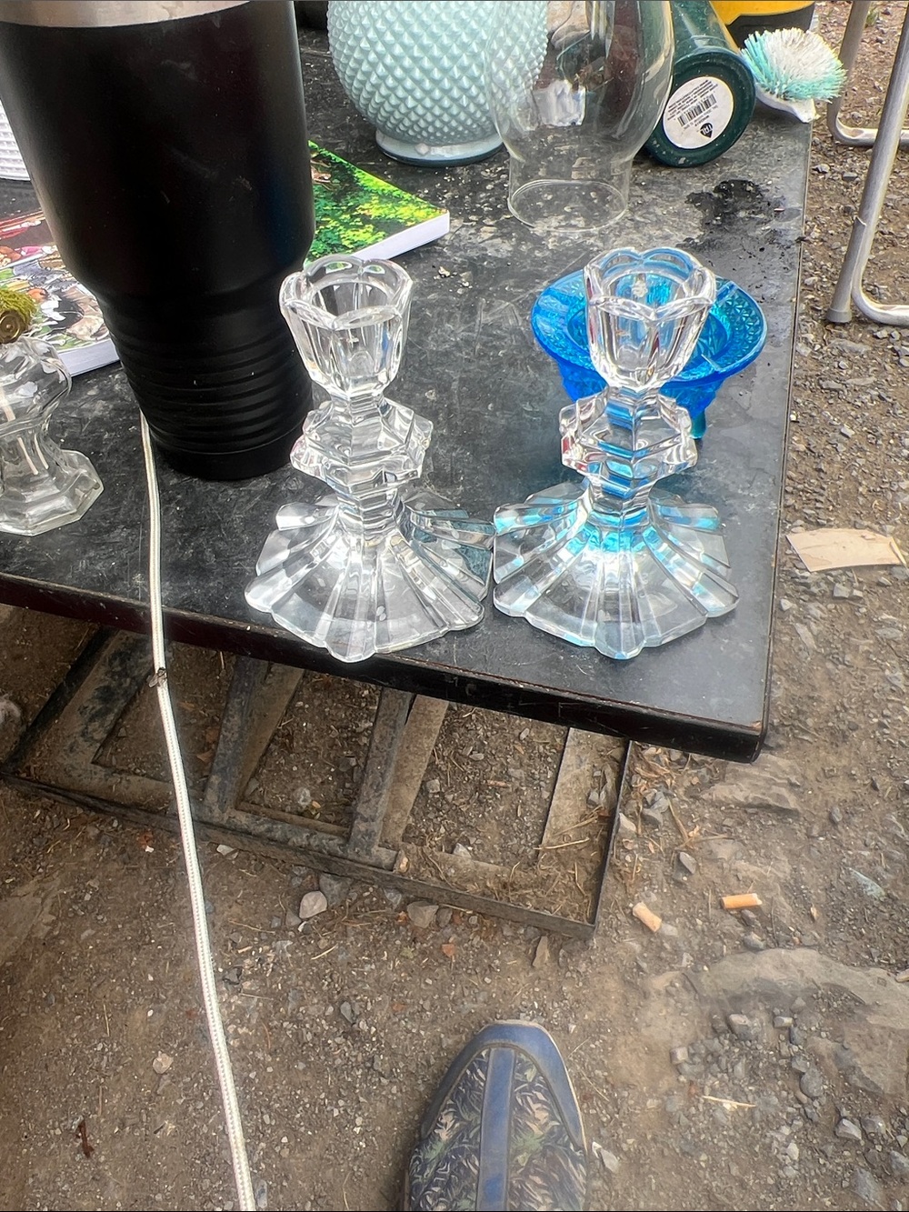 Vintage Clear Crystal Candle Holders - Set of 2